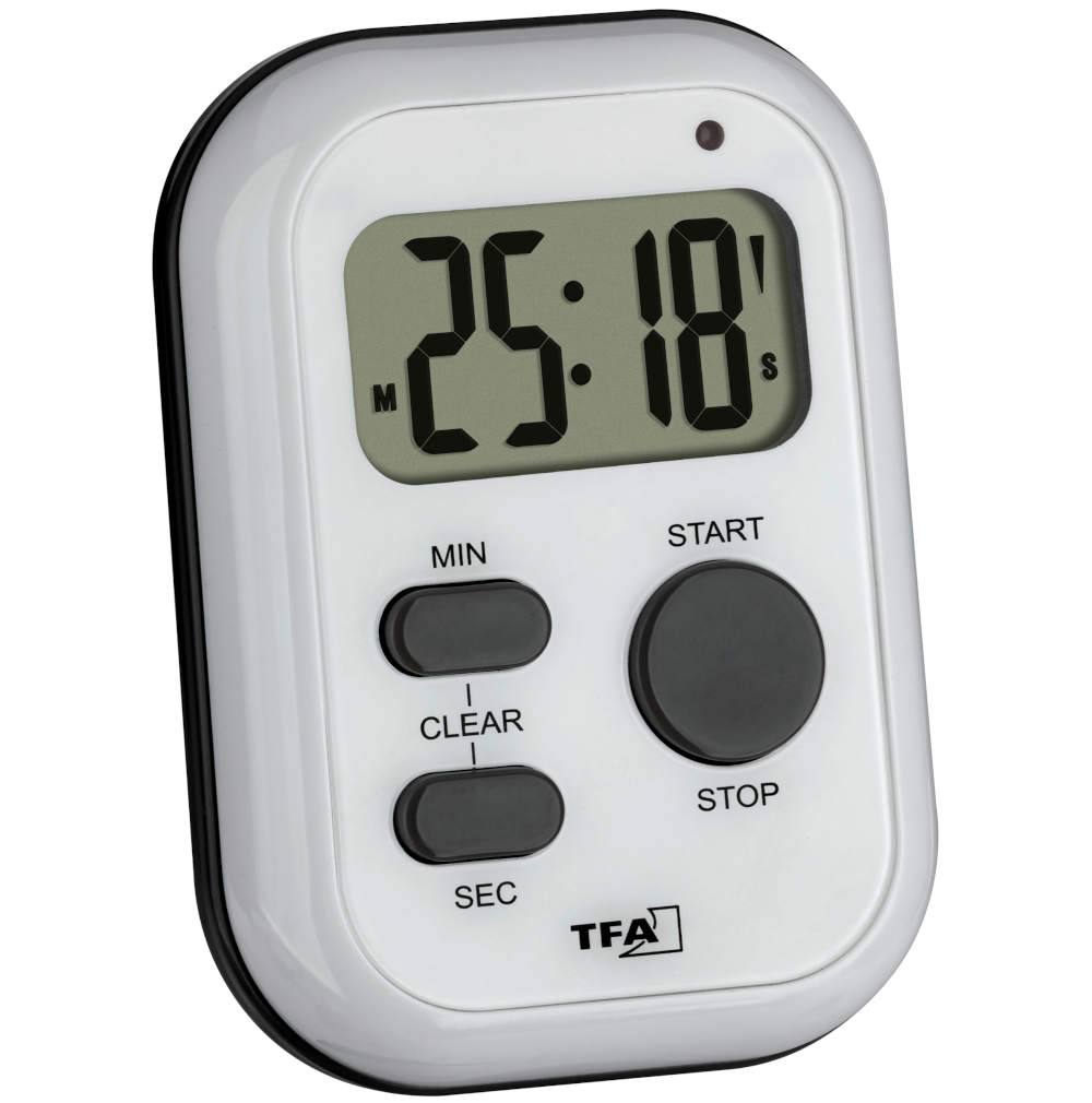 T-38.20xx+ Minuterie et chronomètre digital avec alarme sonore, lumineuse et vibrations TFA
<---Cliquez sur l'image pour agrandir---> T-38.20xx+ Minuterie et chronomètre digital avec alarme sonore, lumineuse et vibrations TFA