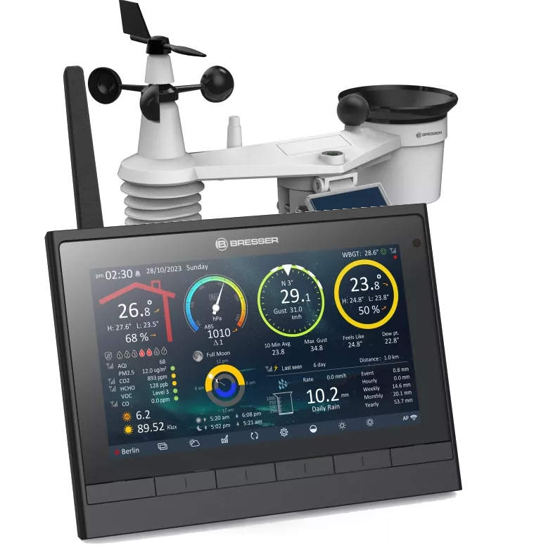 NB-7003520 Station Météo Pro wifi -HD- avec Qualité de l´air, météo sur 14 jours, capteur 9en1 autonome BRESSER
<---Cliquez sur l'image pour agrandir---> NB-7003520 Station Météo Pro wifi -HD- avec Qualité de l´air, météo sur 14 jours, capteur 9en1 autonome BRESSER