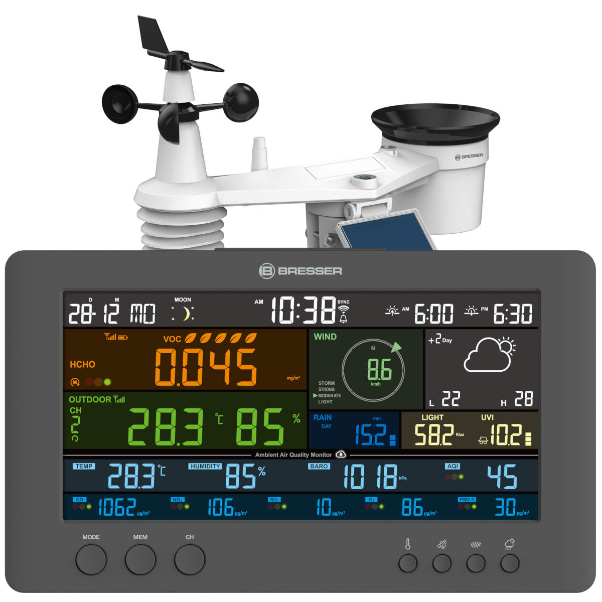 NB-7003700+3LR6+1CR2 Station Météo Pro wifi avec Qualité de l´air et météo à 7 jours BRESSER
<---Cliquez sur l'image pour agrandir---> NB-7003700+3LR6+1CR2 Station Météo Pro wifi avec Qualité de l´air et météo à 7 jours BRESSER